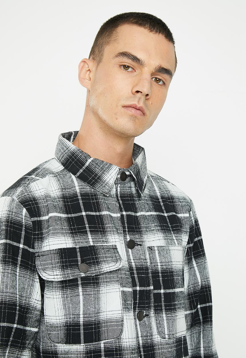 Brave Soul - Technique jacket - black/white check