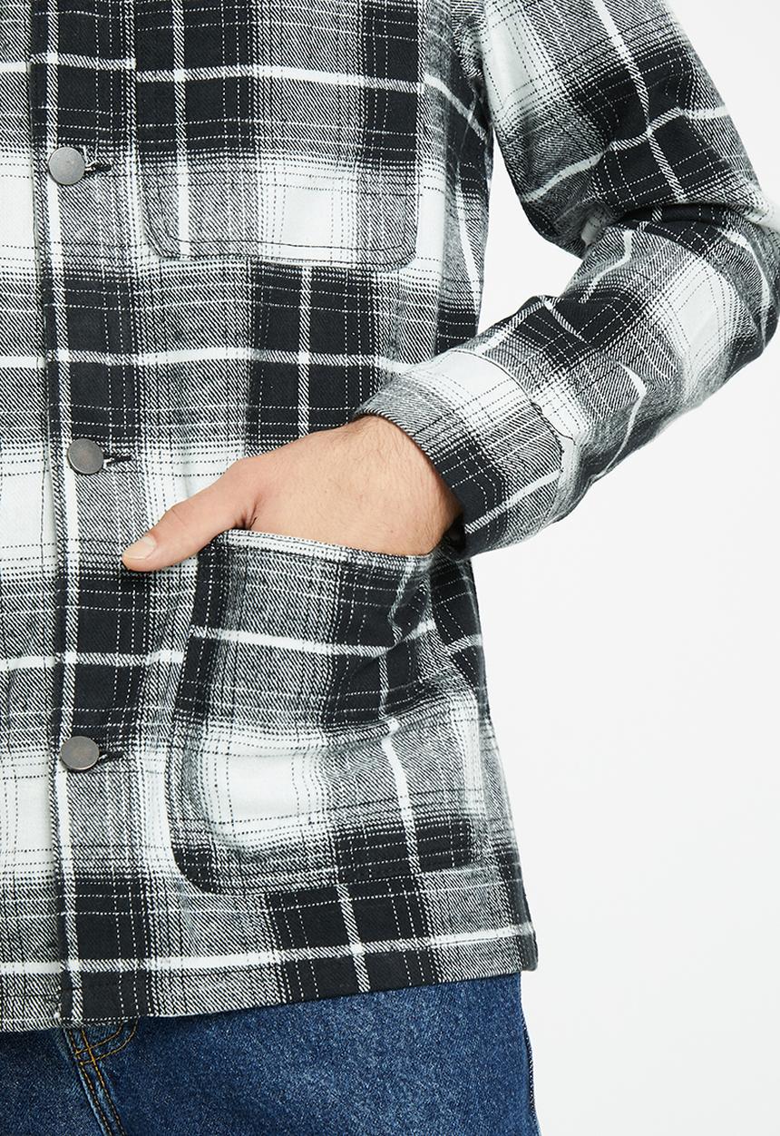 Brave Soul - Technique jacket - black/white check