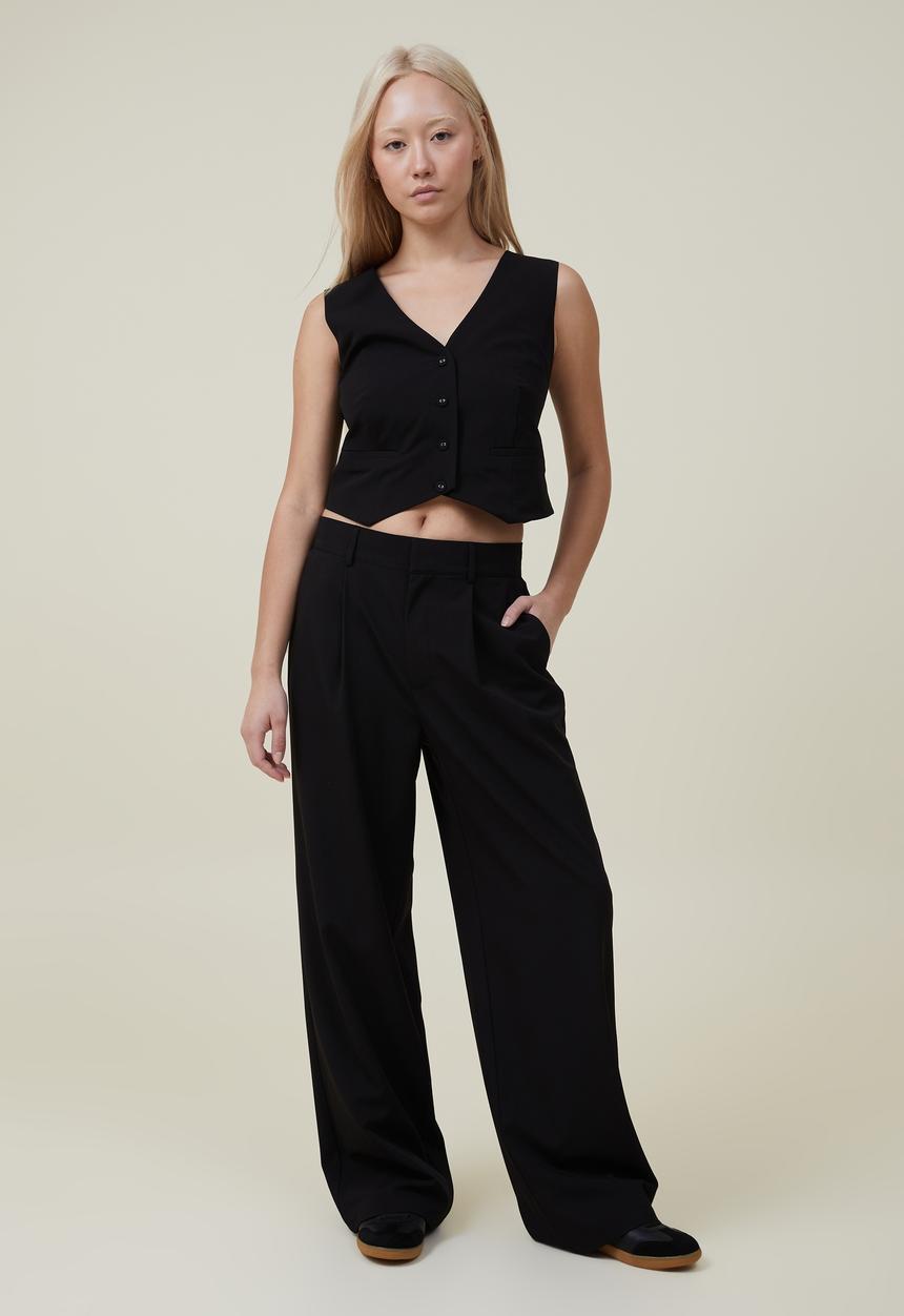 Cotton On - Jamie suiting pant asia fit - black