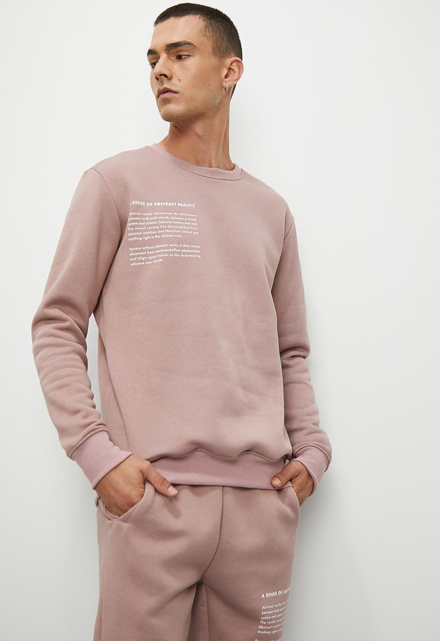 Superbalist - Fashion printed crew sweat top - dusty pink 