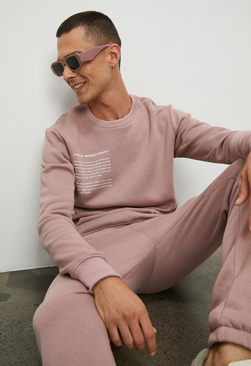 Superbalist - Fashion printed crew sweat top - dusty pink 