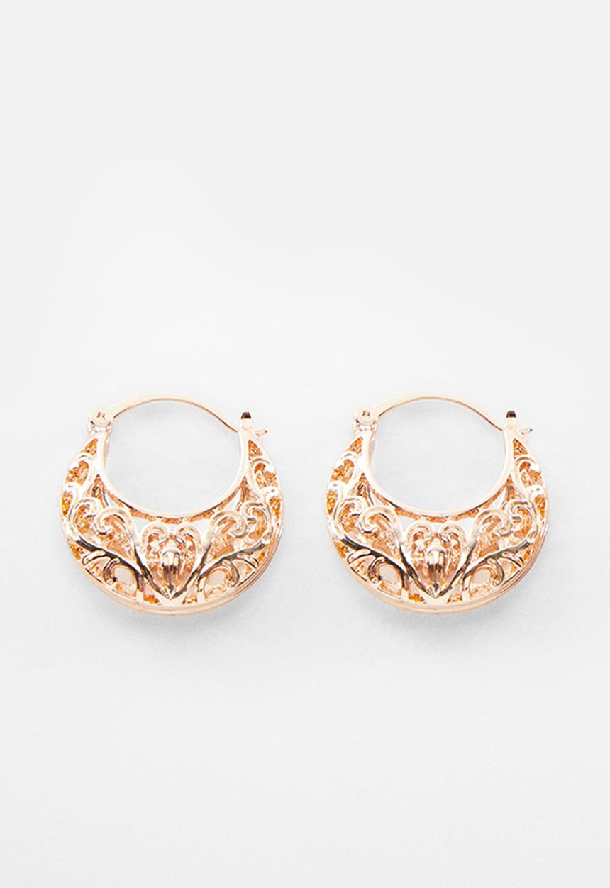 MANGO - Embossed hoop earrings - gold