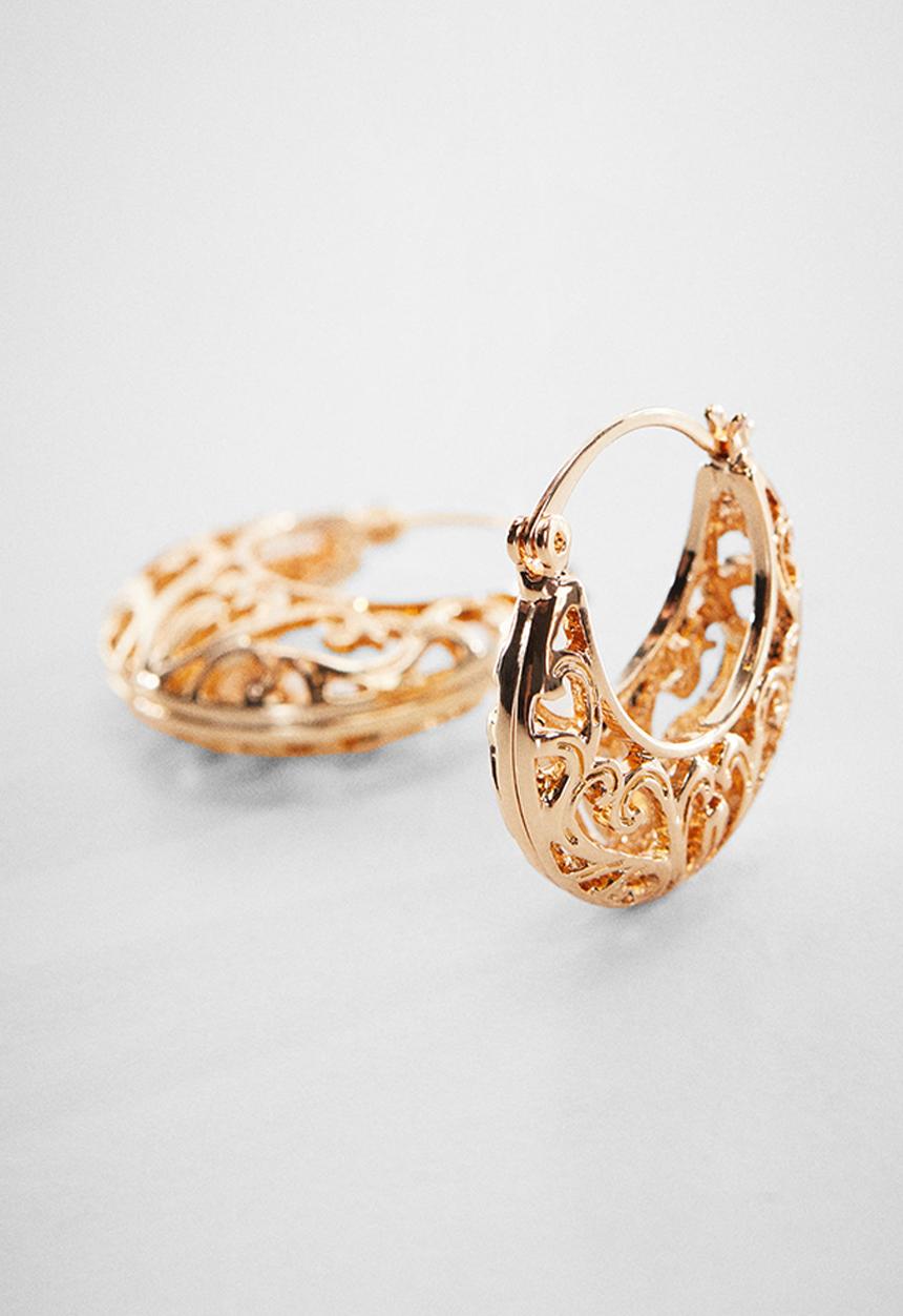 MANGO - Embossed hoop earrings - gold