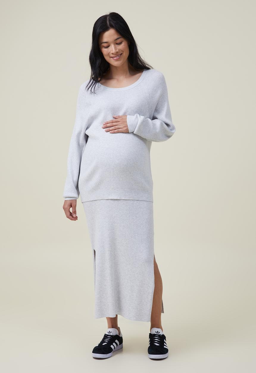 Cotton On - Maternity friendly urban midi skirt - grey marle