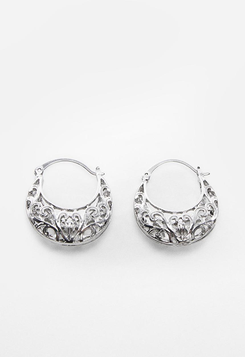MANGO - Embossed hoop earrings - silver