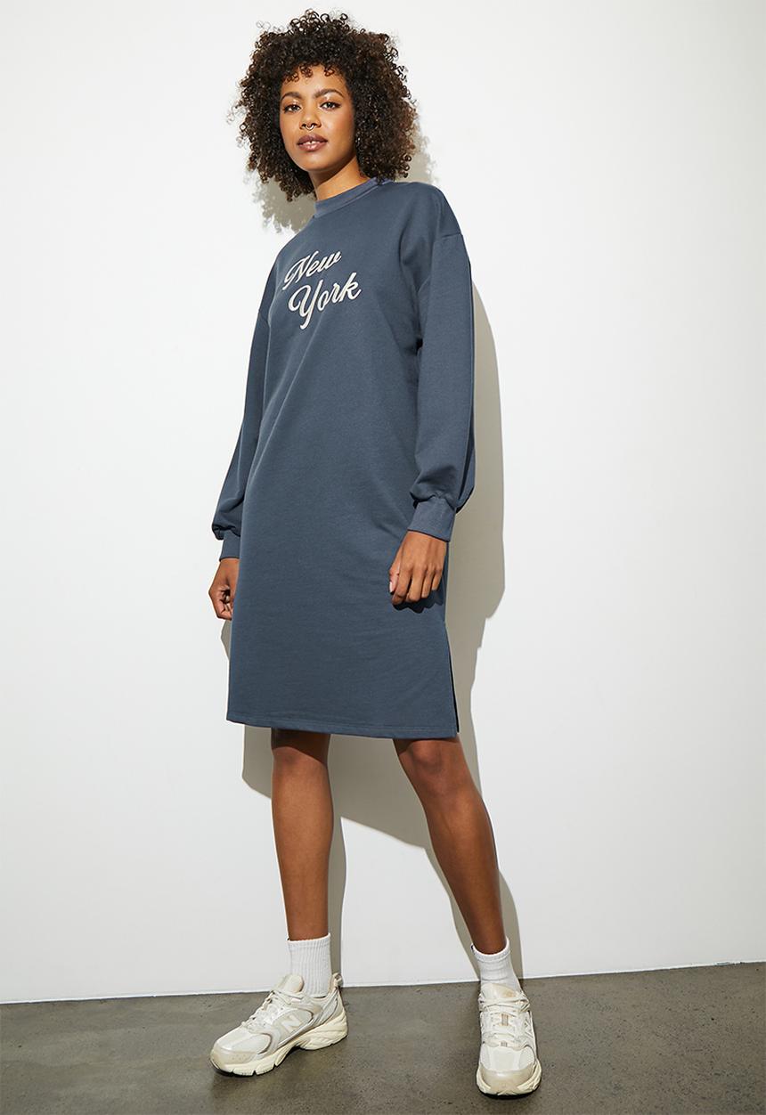 Superbalist - Embroidered sweat dress - navy
