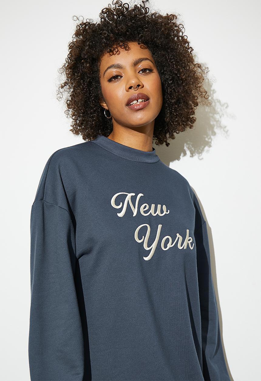 Superbalist - Embroidered sweat dress - navy