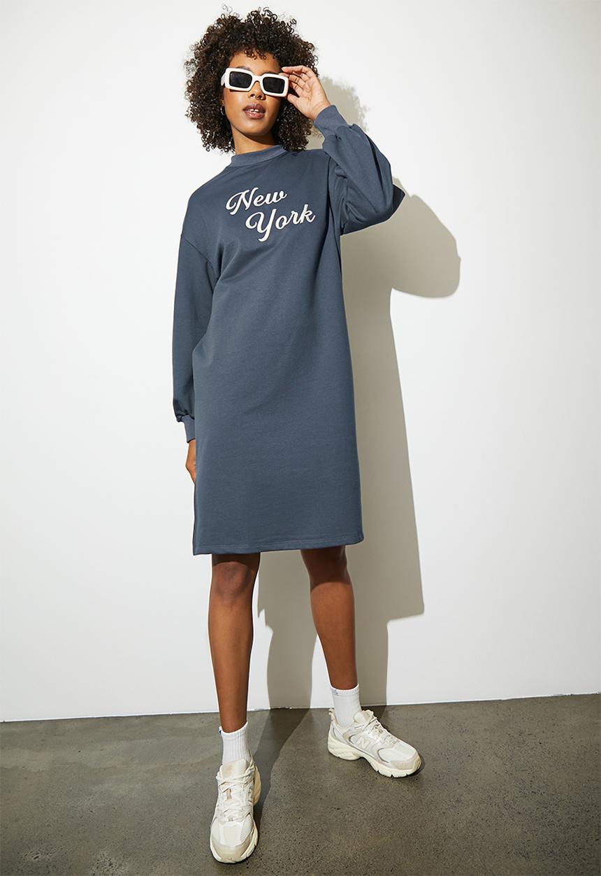 Superbalist - Embroidered sweat dress - navy