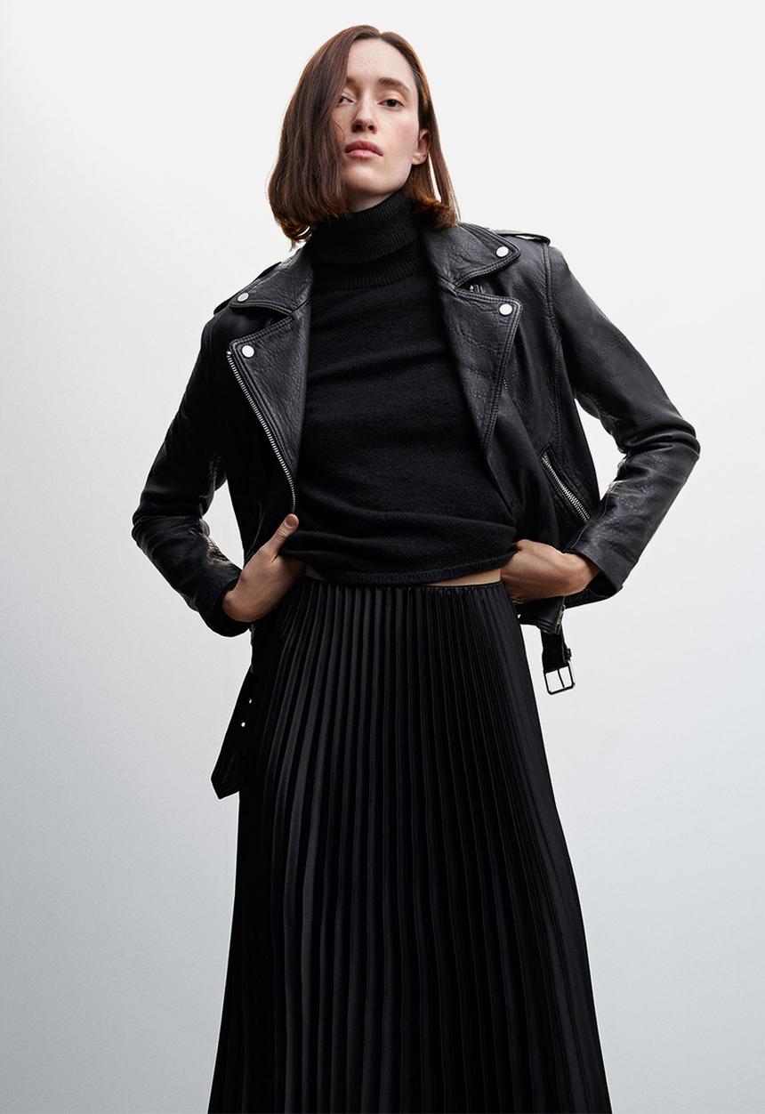 MANGO - Skirt plisado2 - black