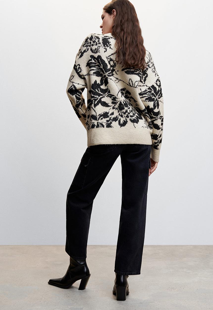 MANGO - Sweater flores - beige