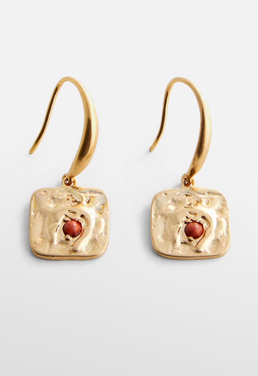 MANGO - Square bead earrings - gold