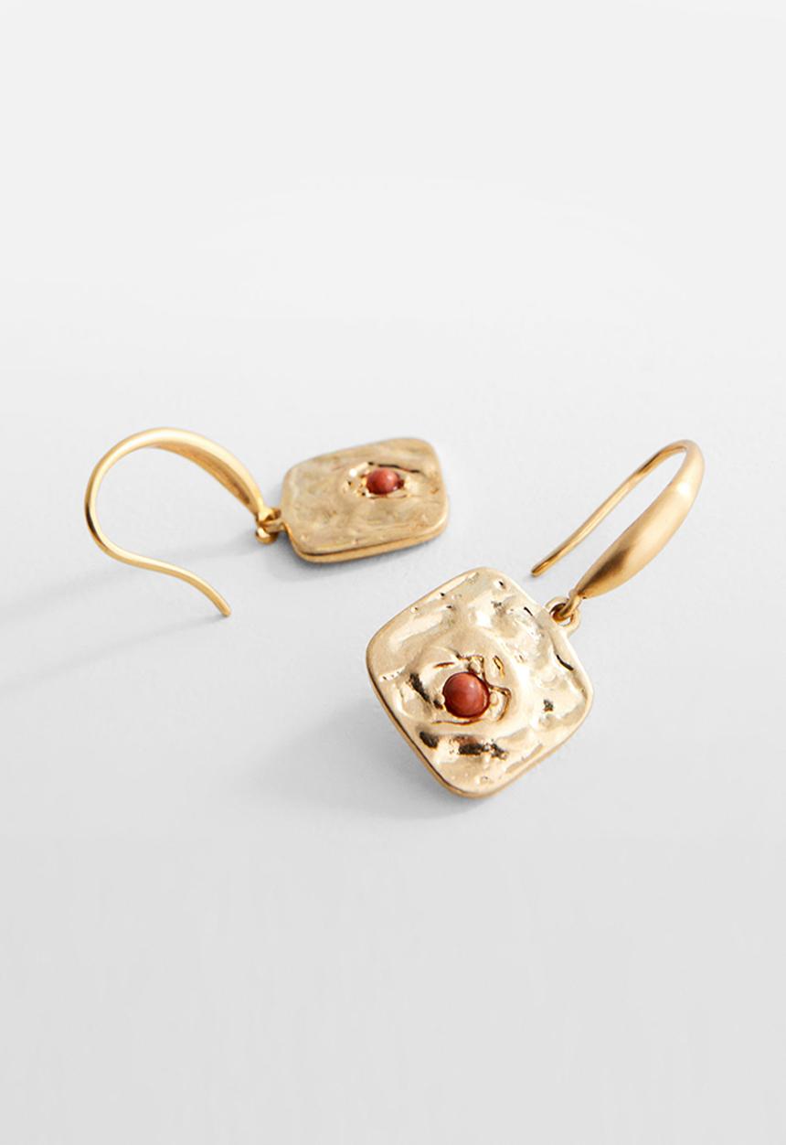MANGO - Square bead earrings - gold