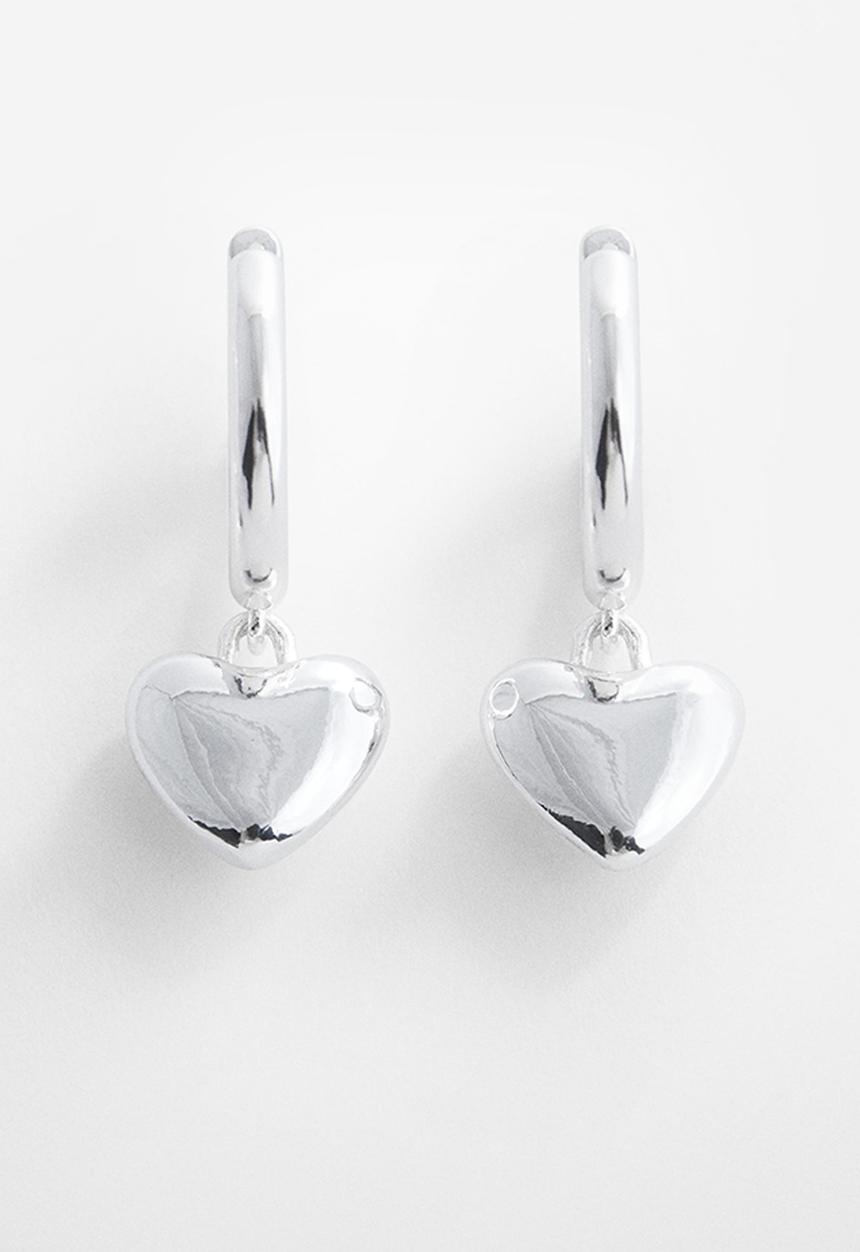 MANGO - Heart-shape earrings - silver
