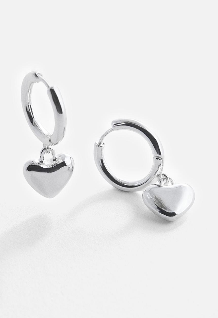 MANGO - Heart-shape earrings - silver