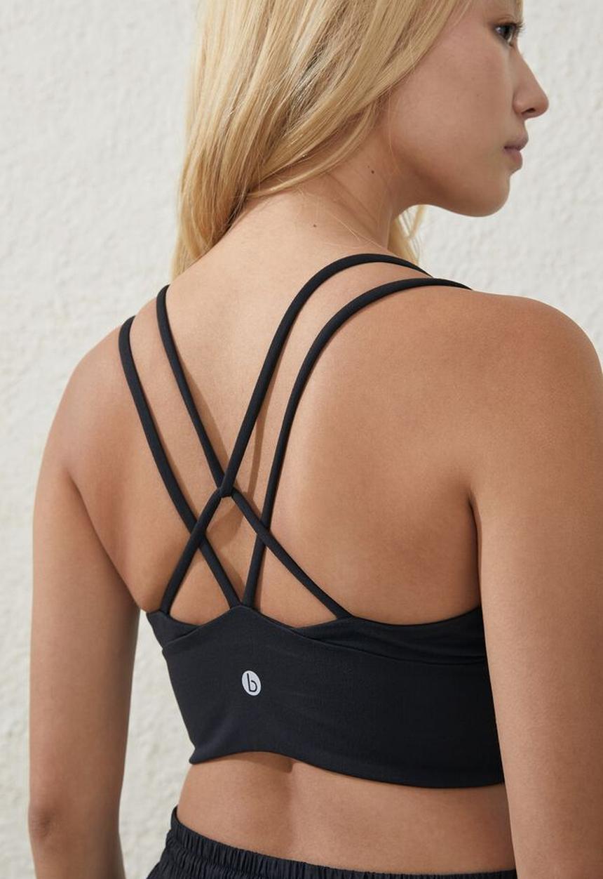 Cotton On - Ultra soft strappy workout crop - black