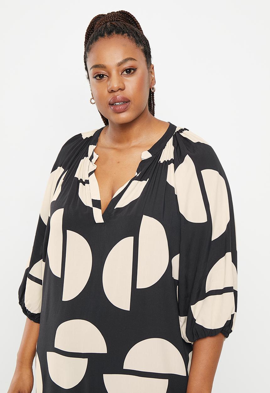 Me&B - Plus Easy tunic dress - black & neutral