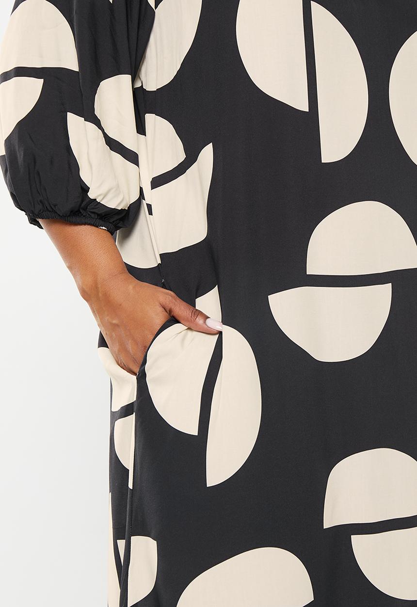 Me&B - Plus Easy tunic dress - black & neutral