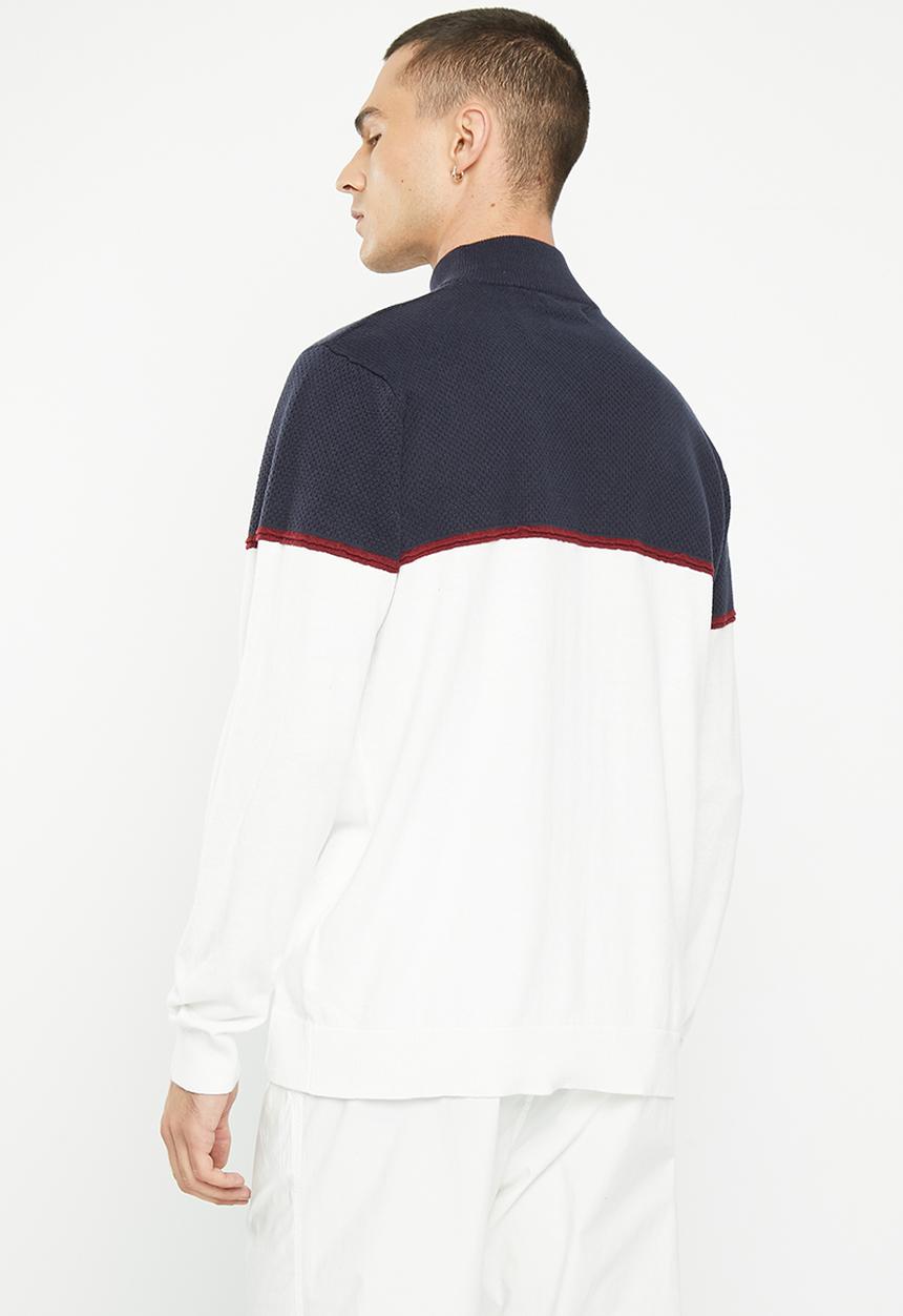 Brave Soul - Samir knitwear - midnight navy & vintage white