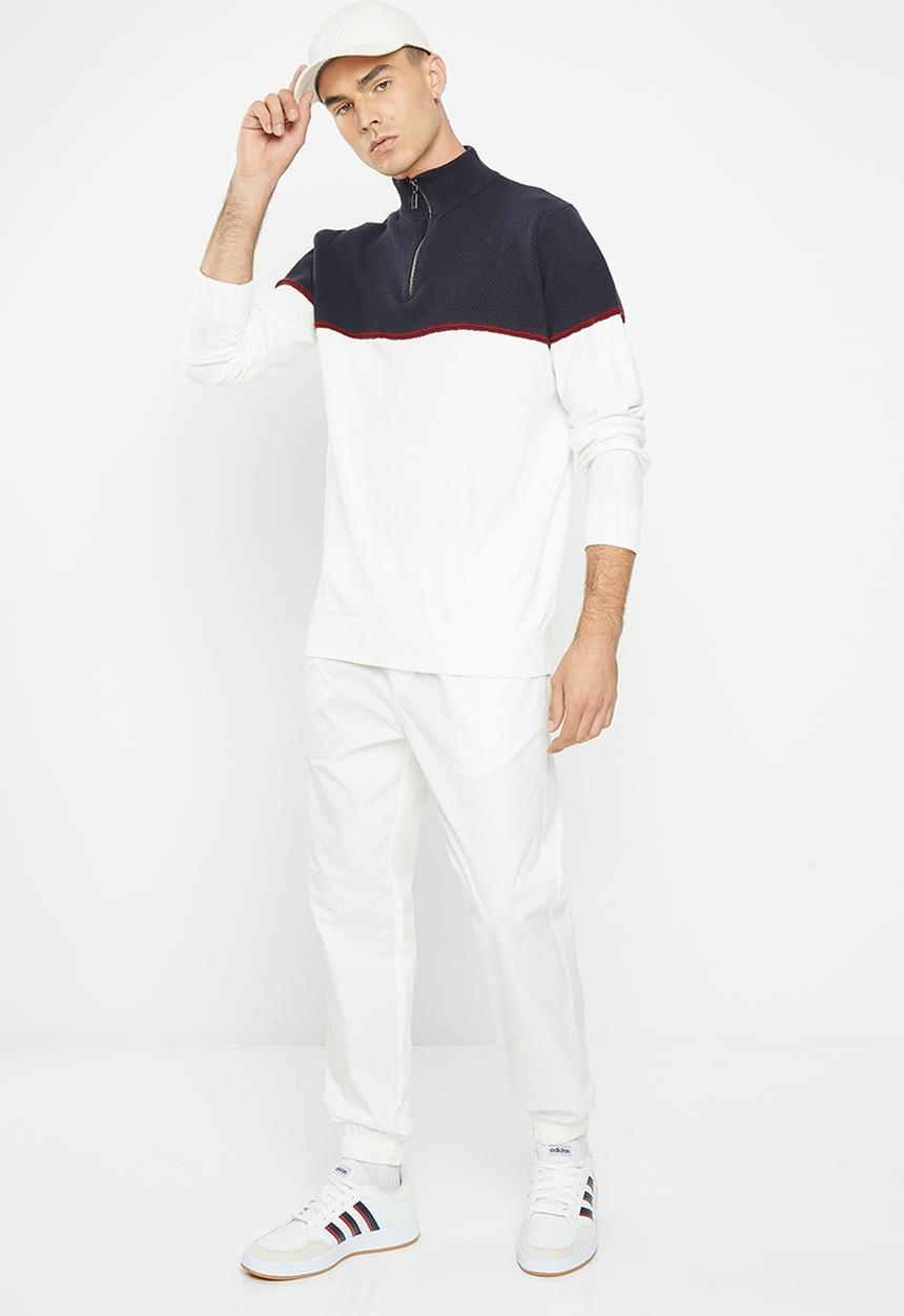 Brave Soul - Samir knitwear - midnight navy & vintage white