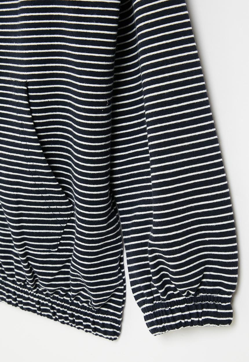 Pop Candy - Boys stripe zip through top - navy
