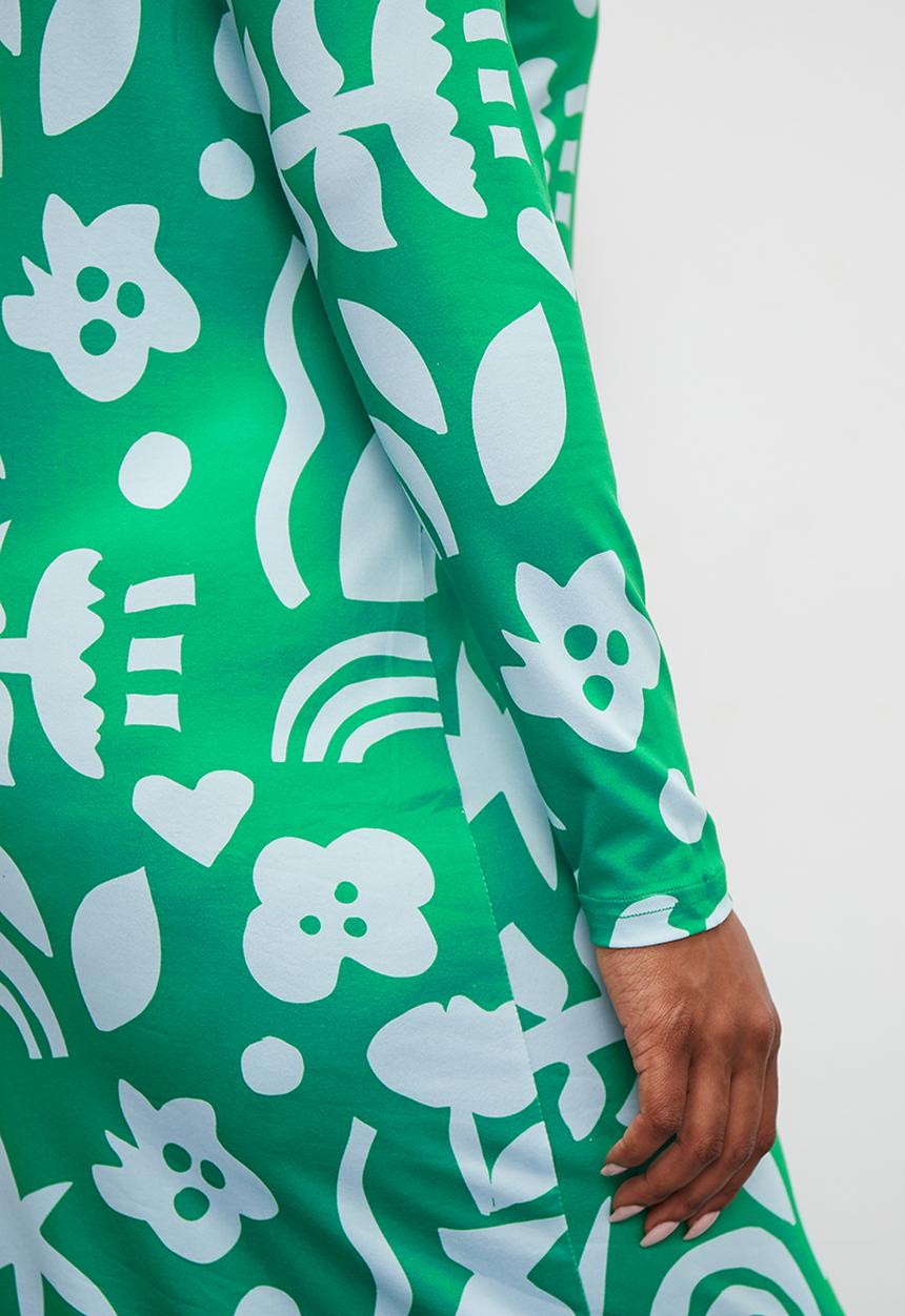Superbalist - Printed knit column dress - green abstract floral