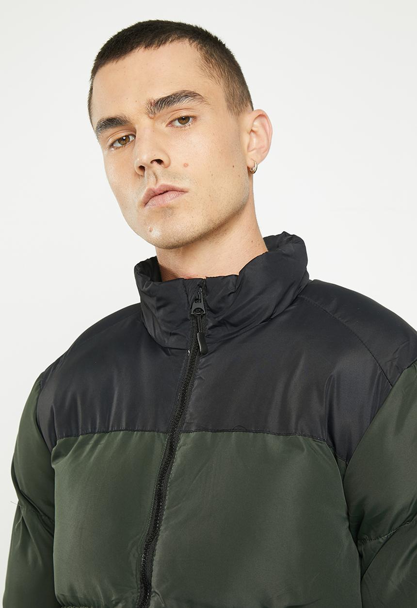 Brave Soul - Davisblockk jacket - black & khaki