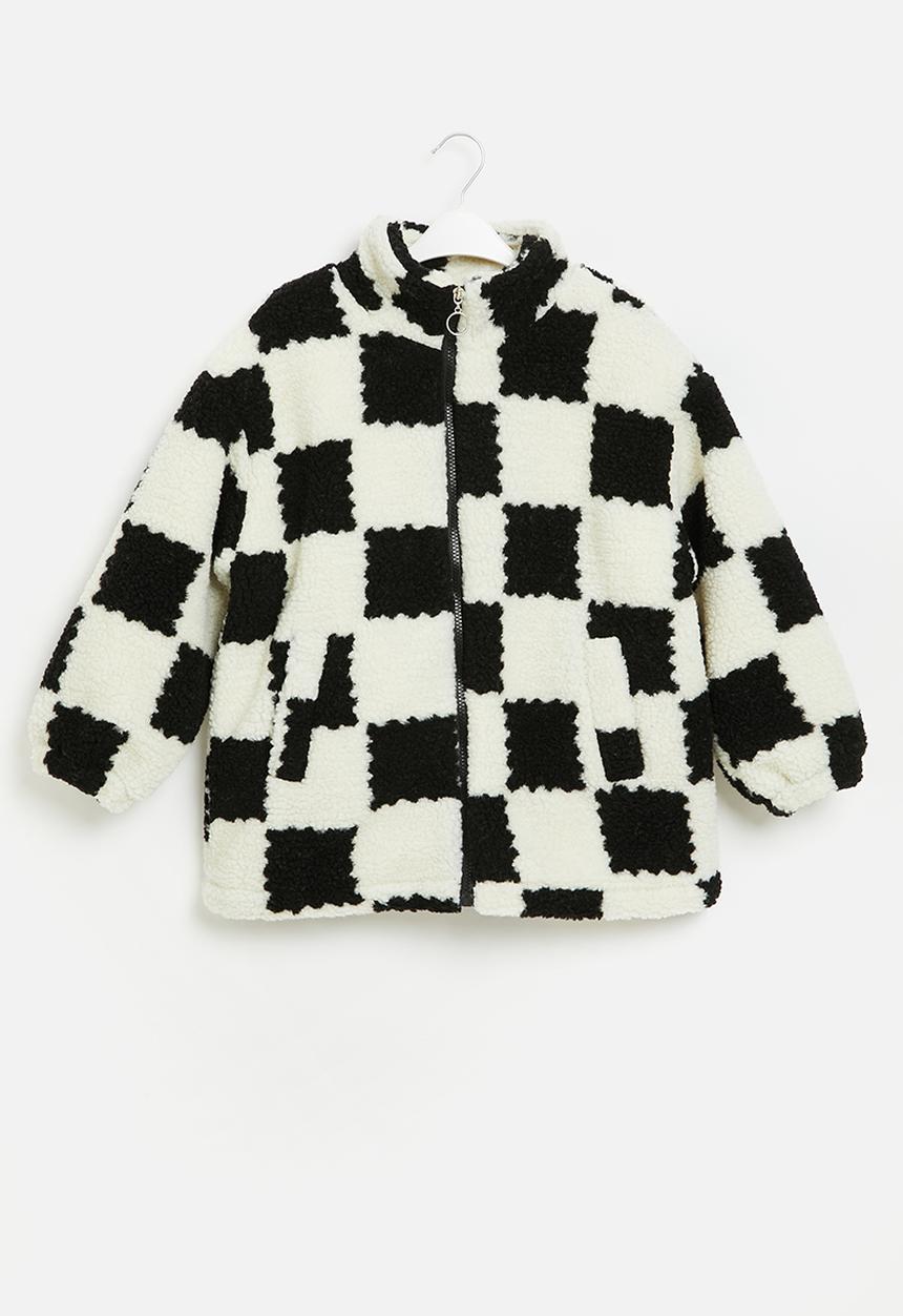 Pop Candy - Girls zip through jacket - white & black