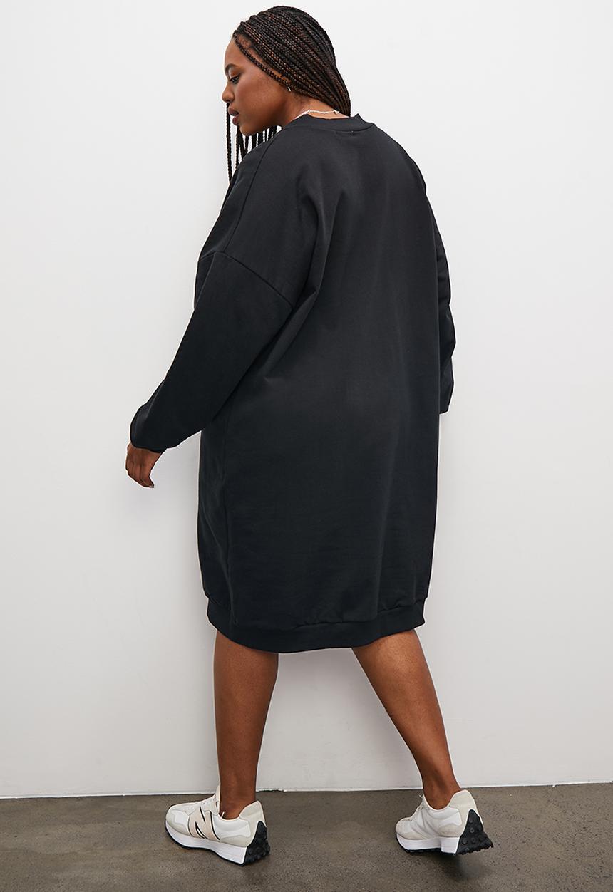 Superbalist - Crossover v-neck sweat dress - black
