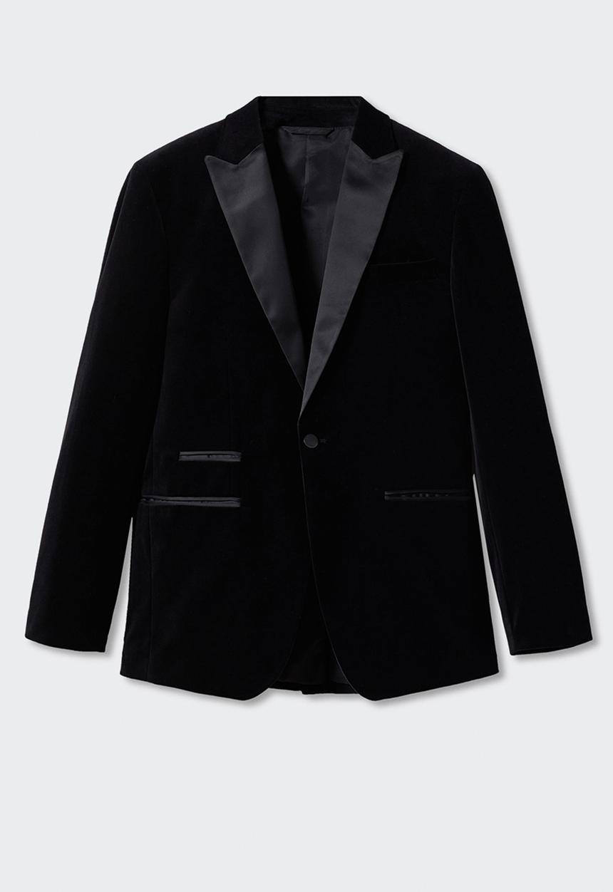 MANGO - Blazer velvet - black
