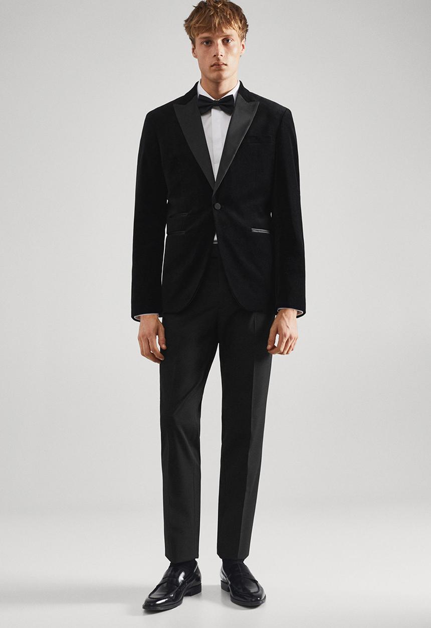 MANGO - Blazer velvet - black