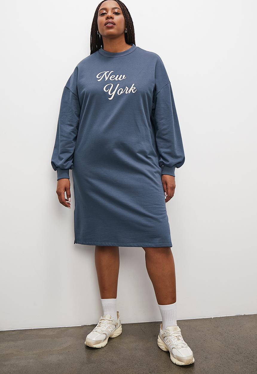 Superbalist - Embroidered sweat dress - navy
