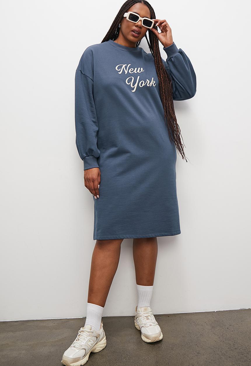 Superbalist - Embroidered sweat dress - navy