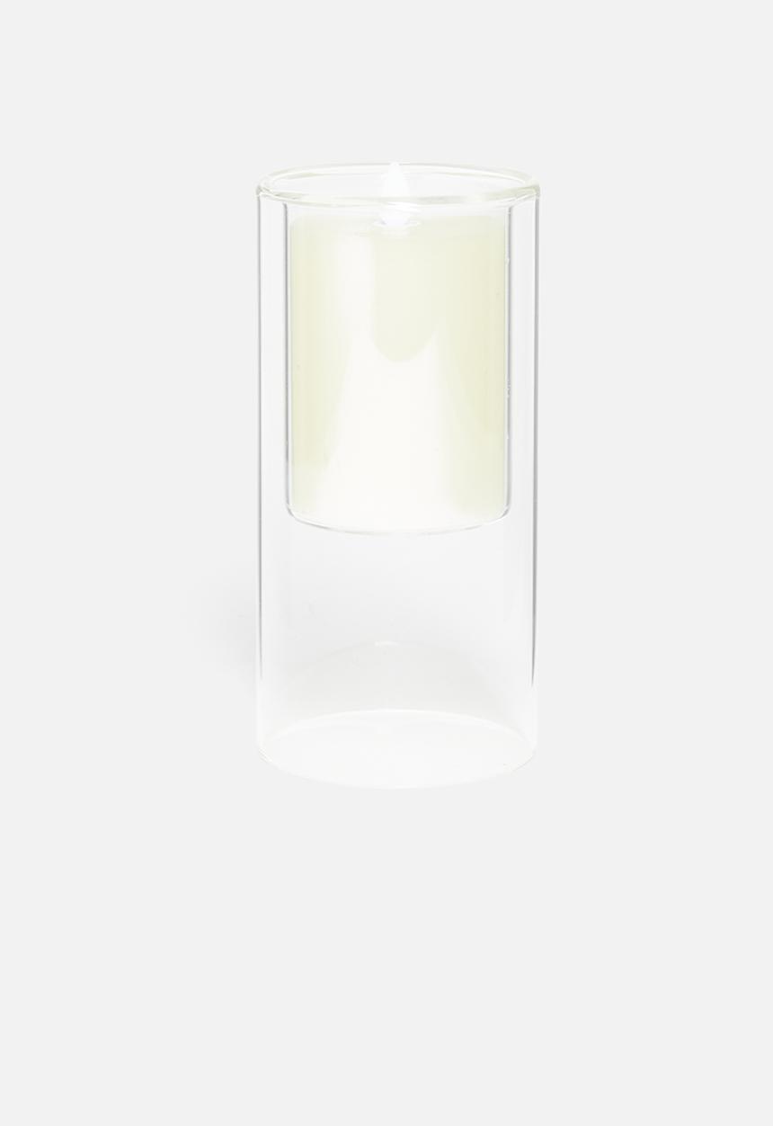 H&S - Glass led candle - white