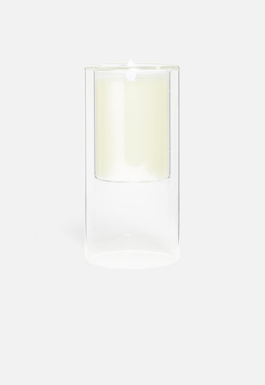 H&S - Glass led candle - white