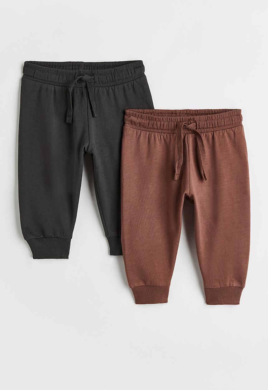 H&M - 2-Pack cotton joggers - brown/dark grey