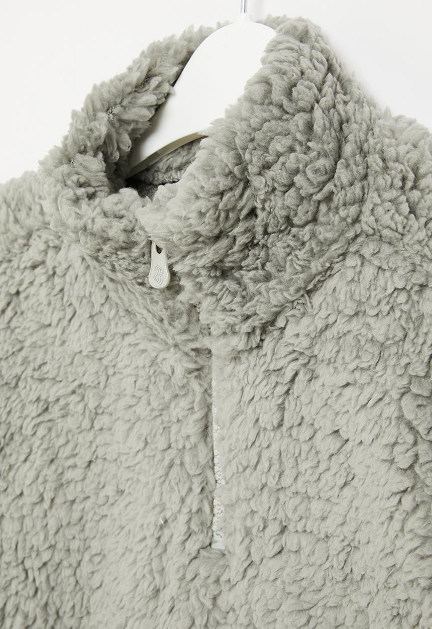 Quimby - Synthetic fur anorak jacket w/ woven details - grey