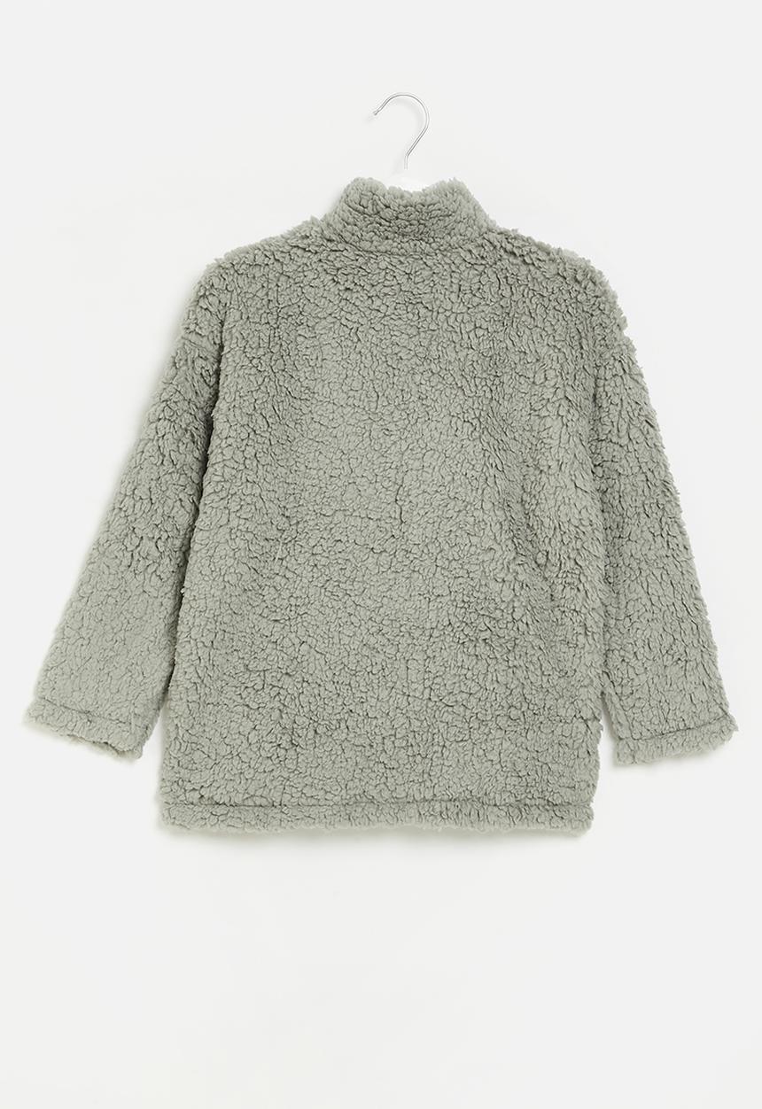 Quimby - Synthetic fur anorak jacket w/ woven details - grey