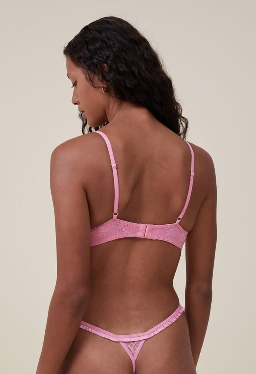 Cotton On - The body lace underwire bra - sea pink