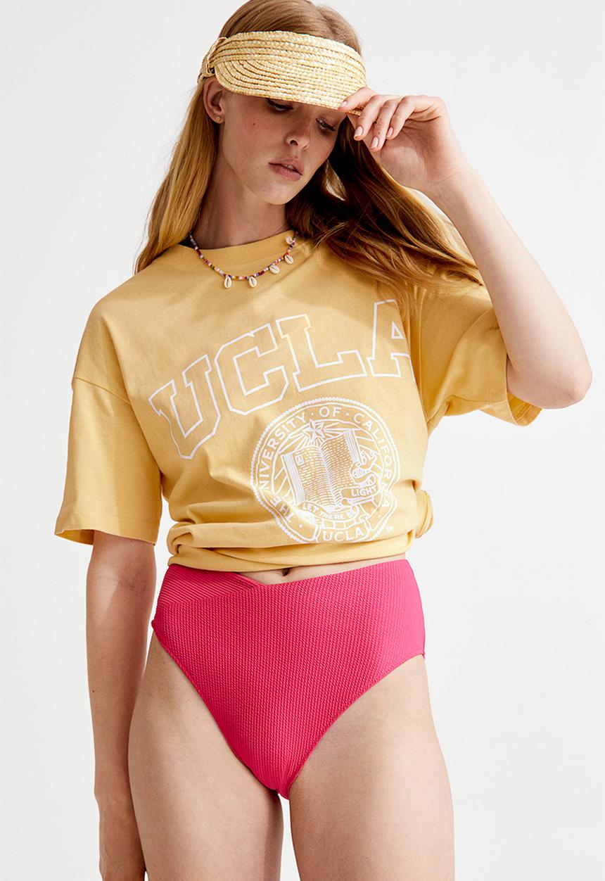 H&M - Oversized printed T-shirt - yellow/ucla