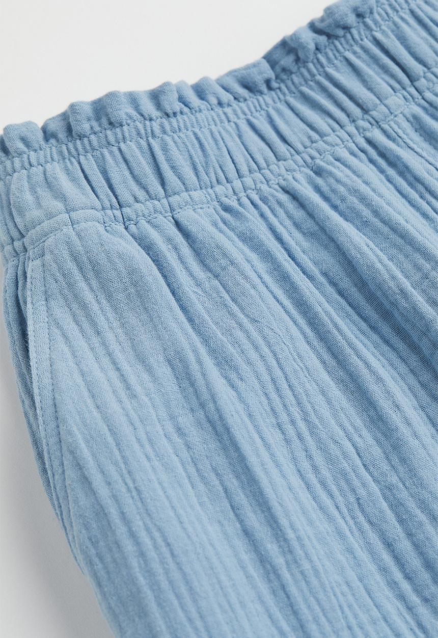 H&M - Crinkled cotton trousers - light blue