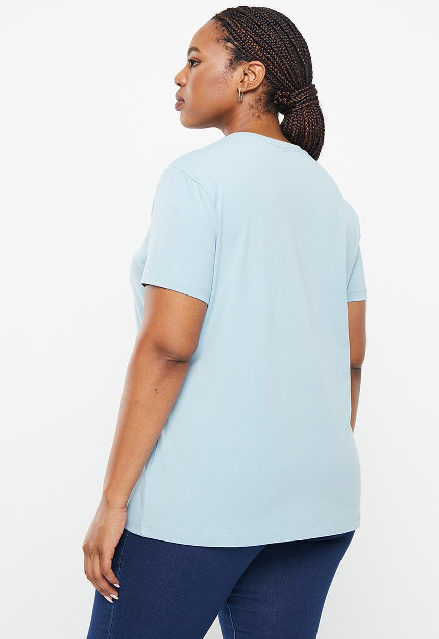 POLO - Plus wmn allie ss sml pony stretch t-shirt - light blue