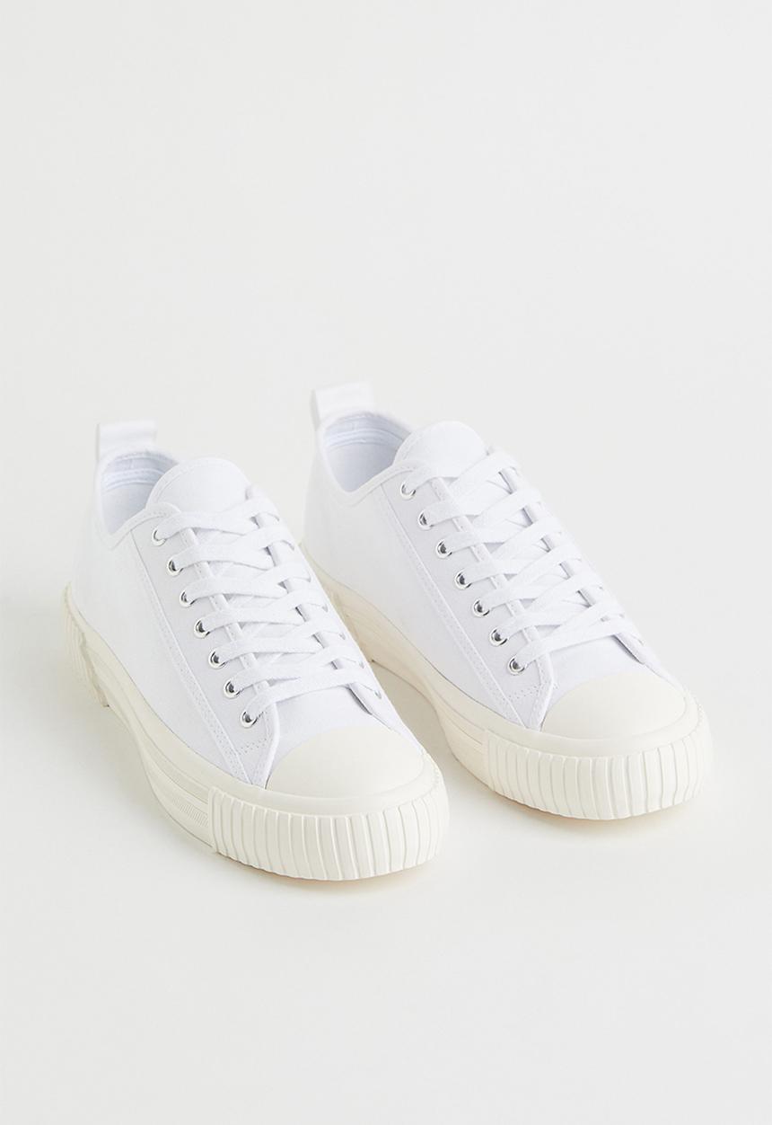 H&M - Cotton canvas trainers - white