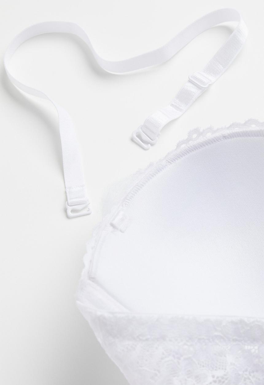 H&M - Padded lace balconette bra - white