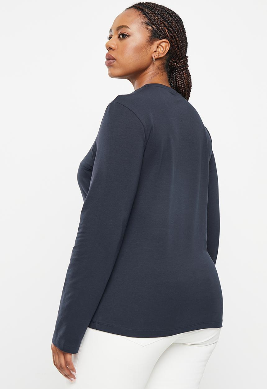 POLO - Plus wmn sml pony long sleeve t-shirt - navy