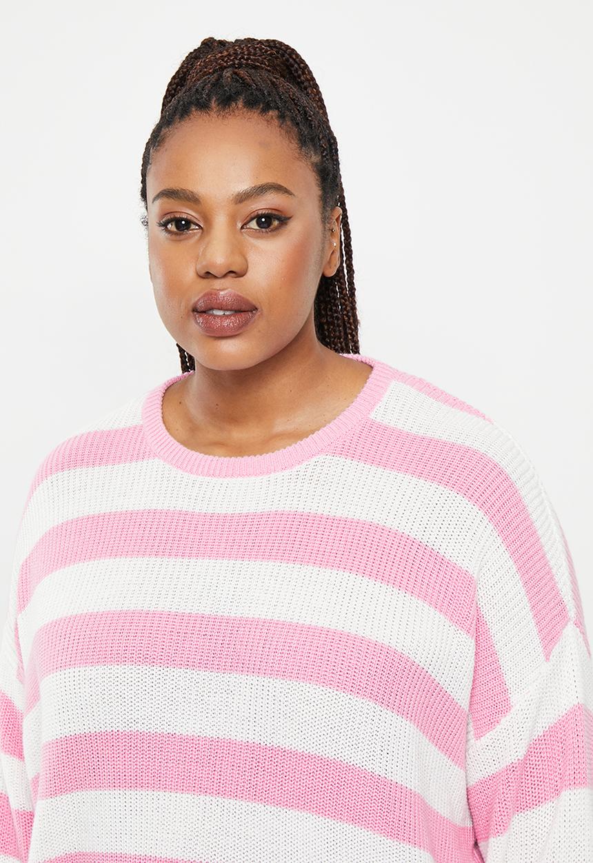 Cotton On - Curve riley cotton knit jumper - multi stripe