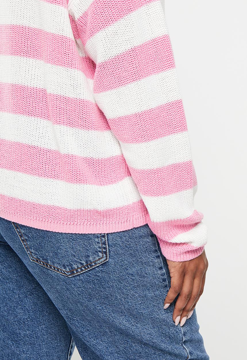 Cotton On - Curve riley cotton knit jumper - multi stripe