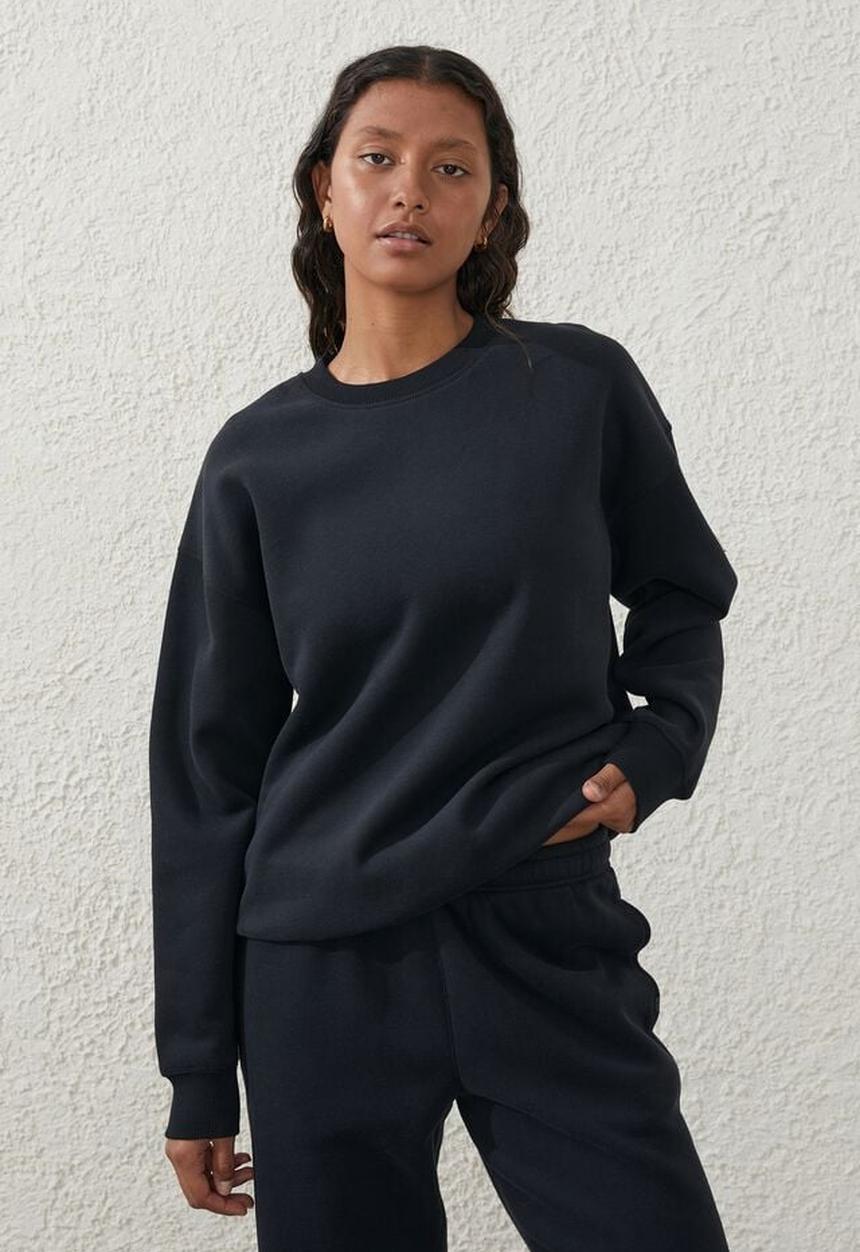 Cotton On - Plush essential crew jumper - black