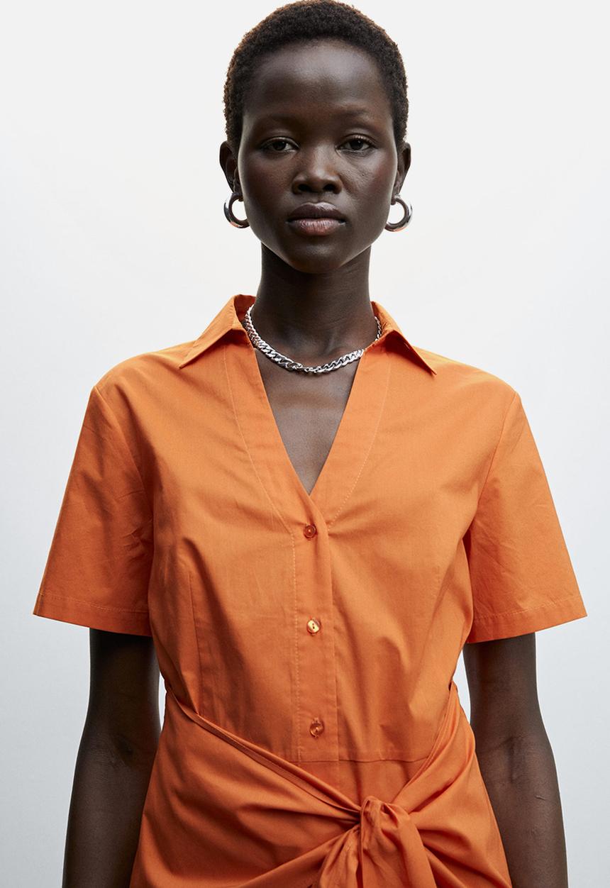 MANGO - Dress pop-h - orange