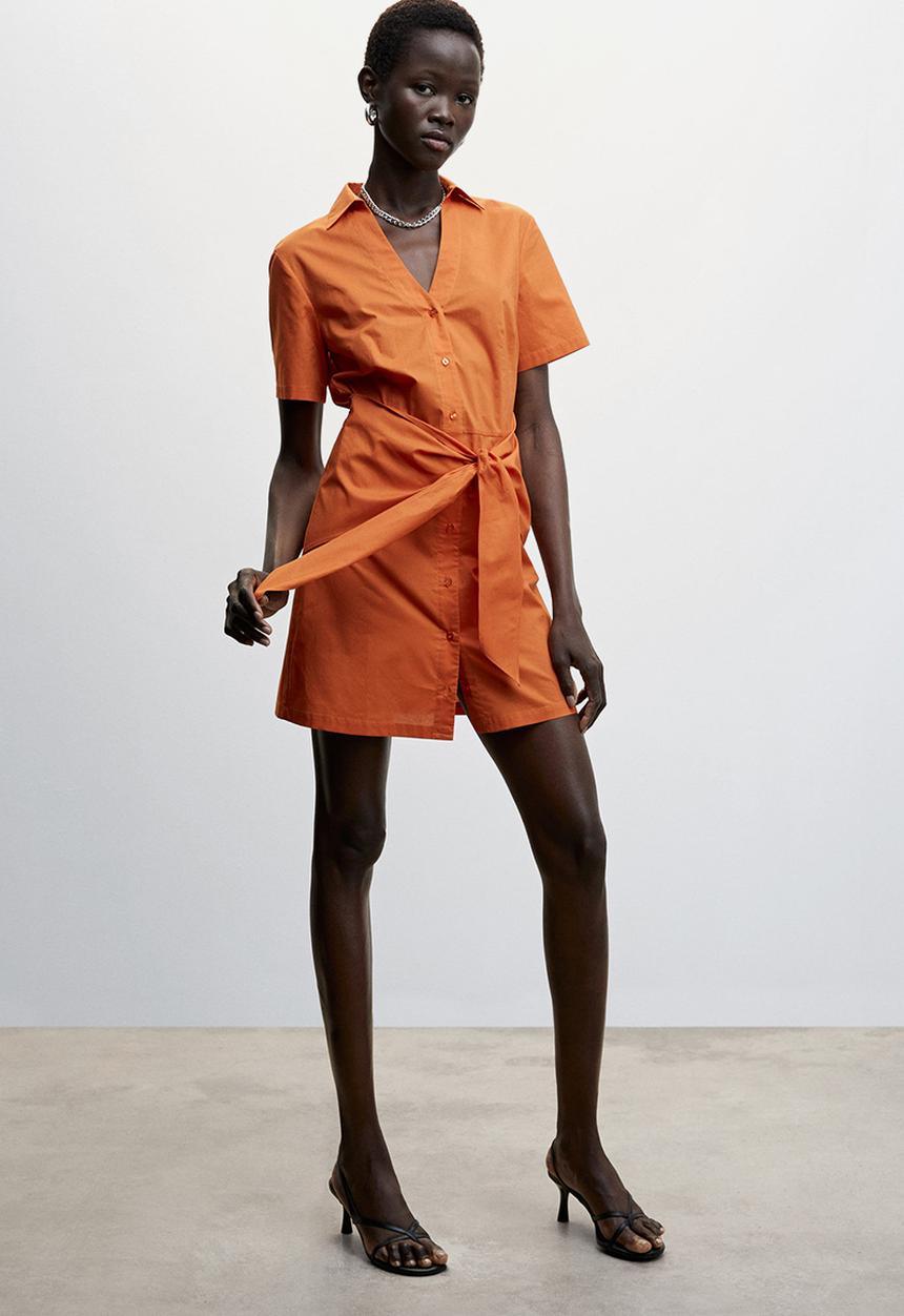 MANGO - Dress pop-h - orange
