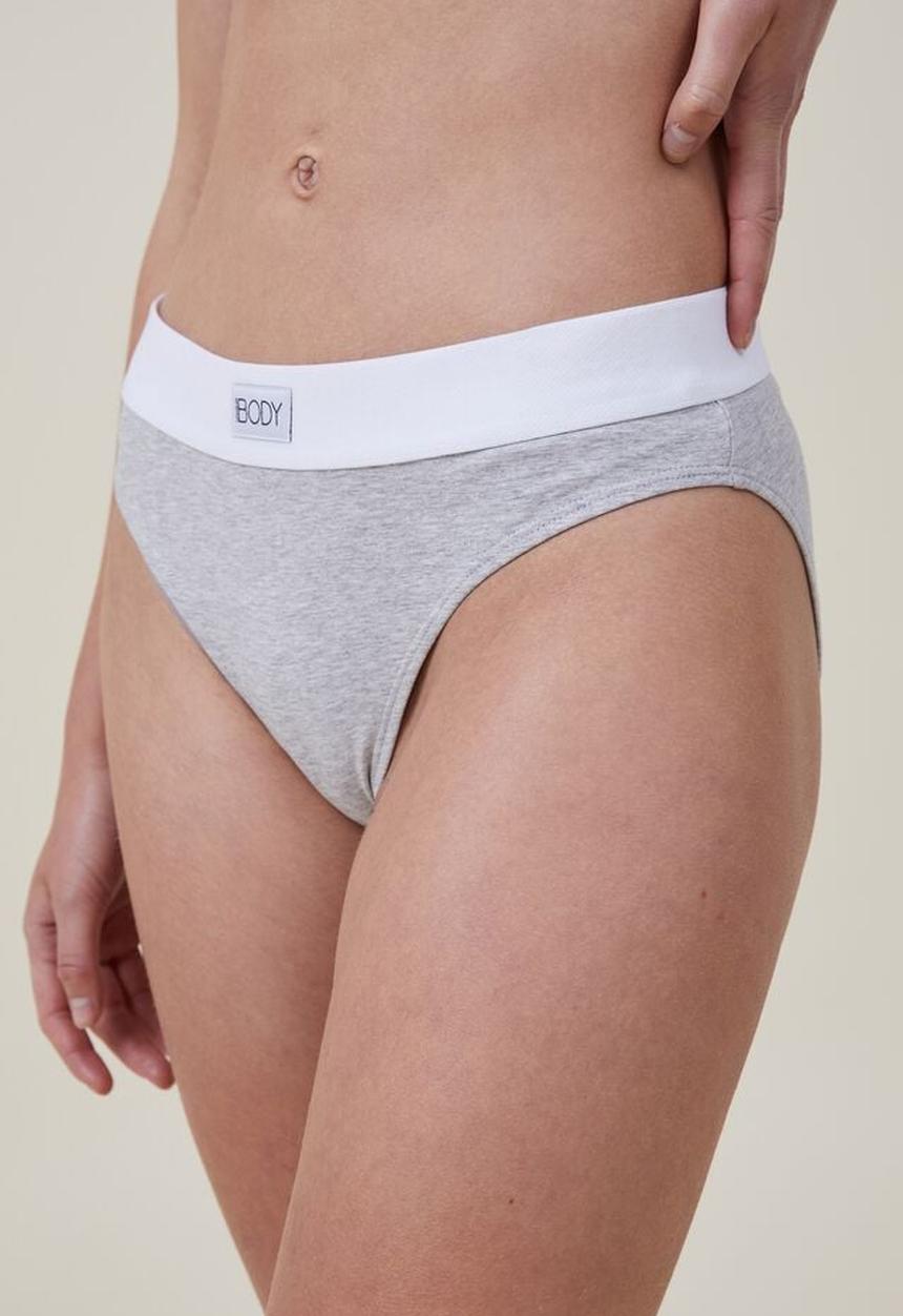 Cotton On - organic cotton branded bikini brief - mid grey marle